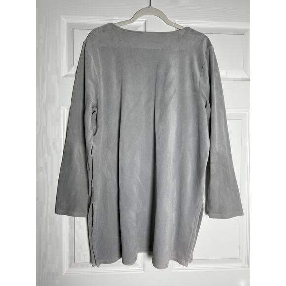 Pure Jill 3/4 Sleeve V-Neck Pullover Tunic Sweater Womens Size XL Gray Side Vent - Picture 3 of 7